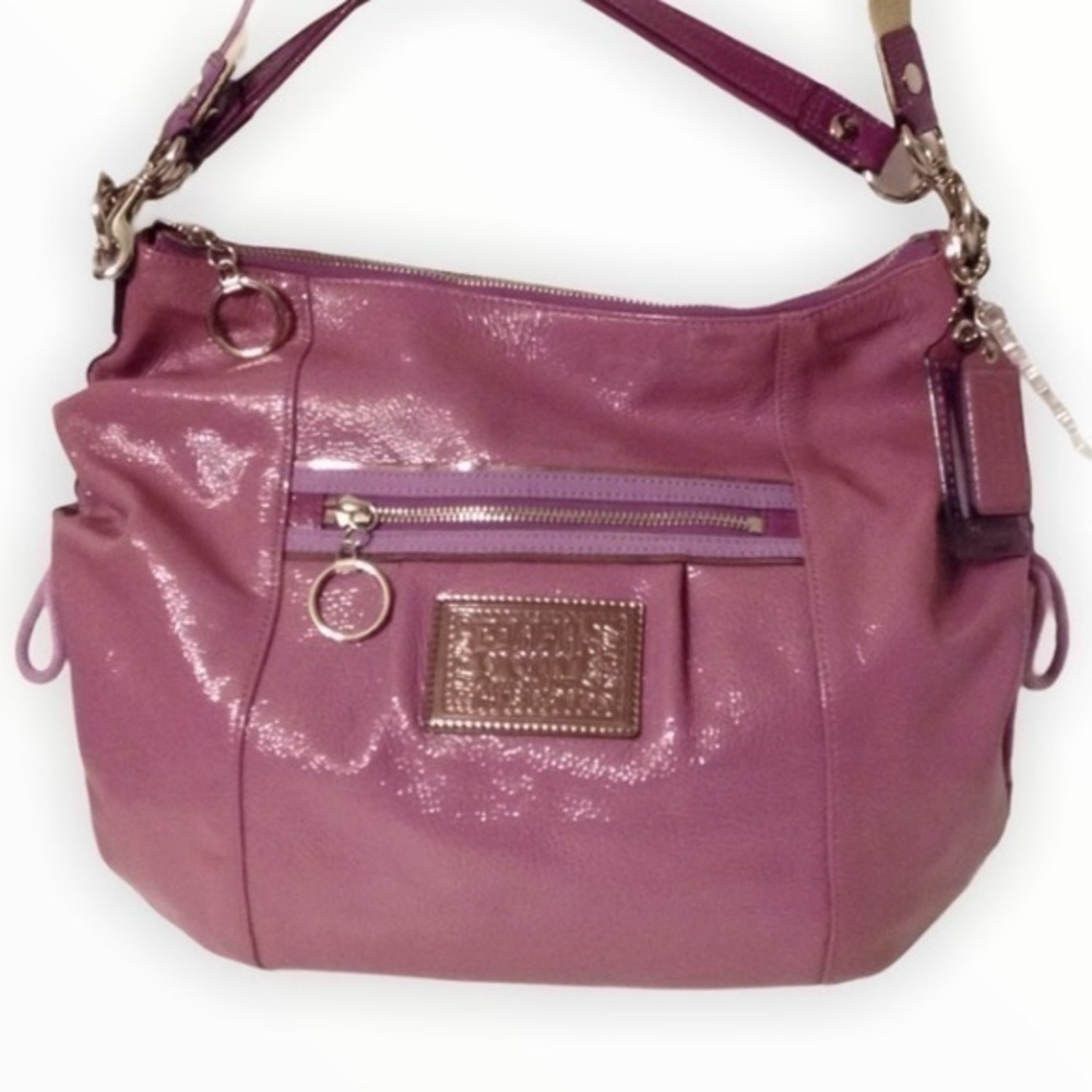 COACH poppy jazzy purple patent leather bag